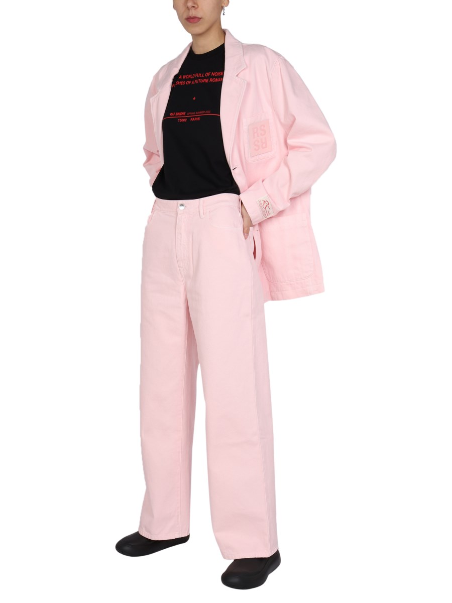 RAF SIMONS PANTALONE WIDE LEG IN DENIM DI COTONE
