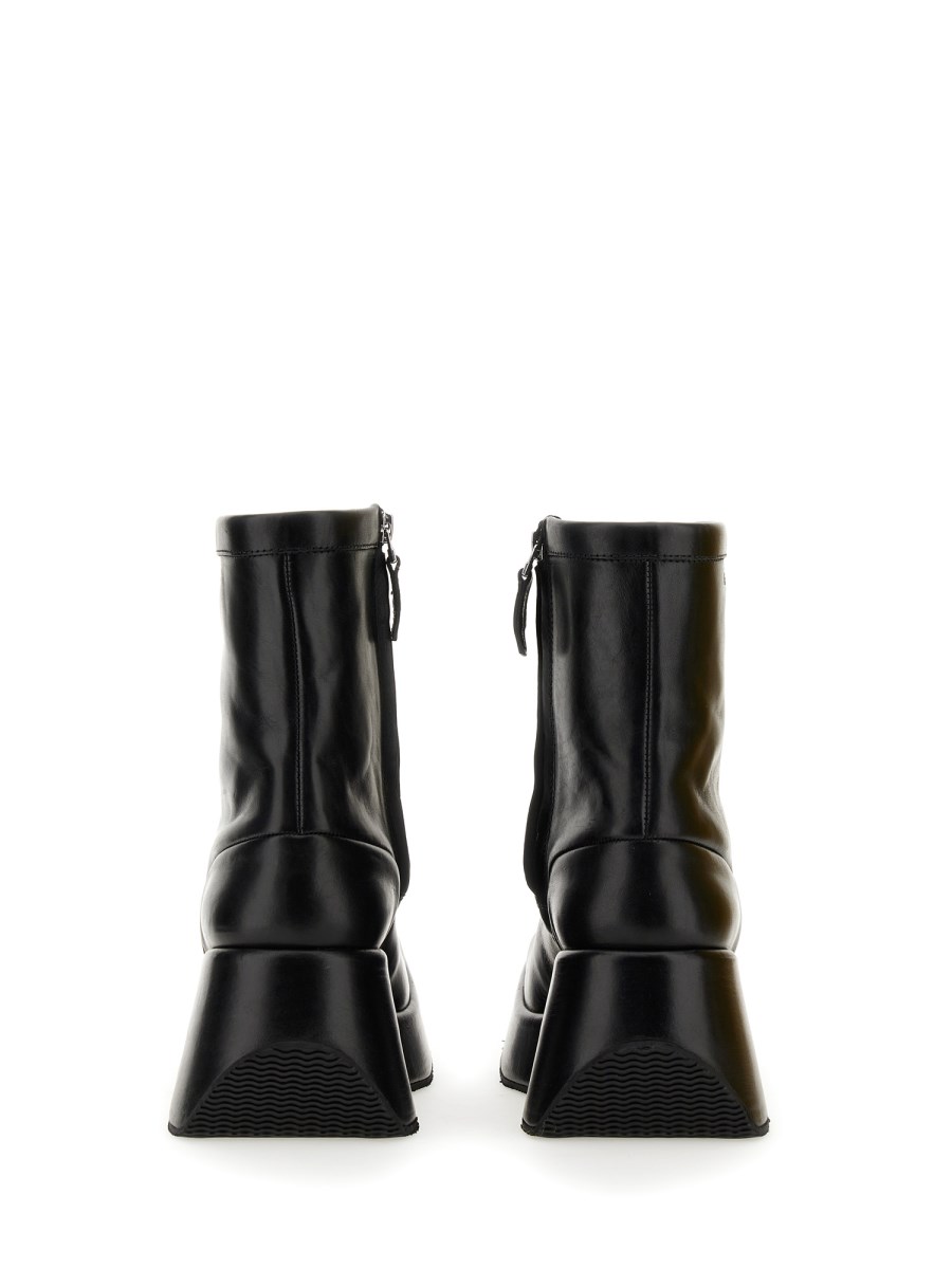 RAF SIMONS STIVALETTO IN PELLE CON PUNTA QUADRATA