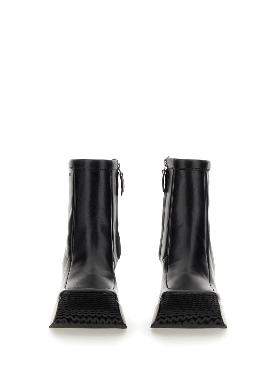RAF SIMONS STIVALETTO IN PELLE CON PUNTA QUADRATA