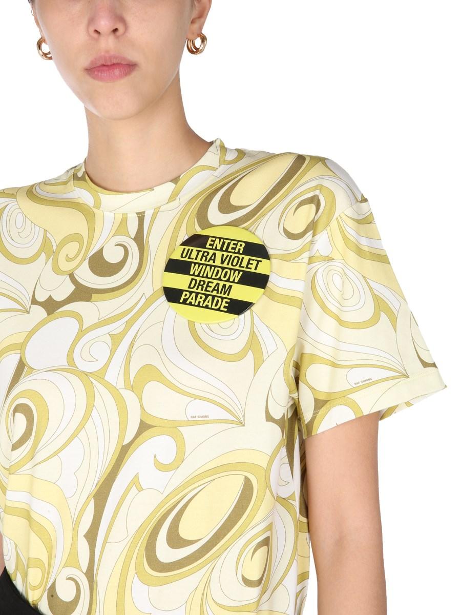 RAF SIMONS T-SHIRT GIROCOLLO CON STAMPA ALLOVER