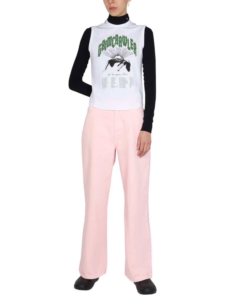 RAF SIMONS TOP IN JERSEY DI COTONE CON STAMPA