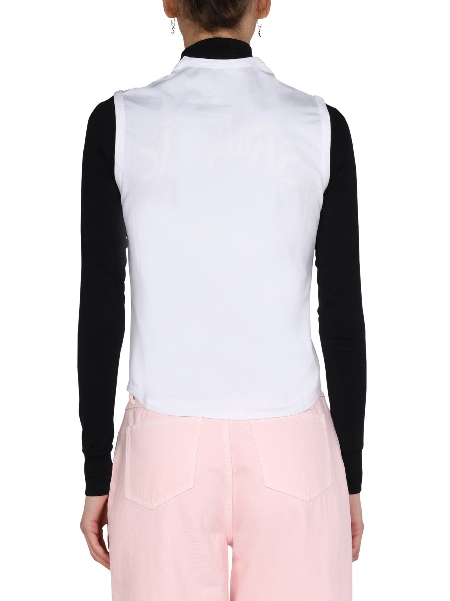 RAF SIMONS TOP IN JERSEY DI COTONE CON STAMPA