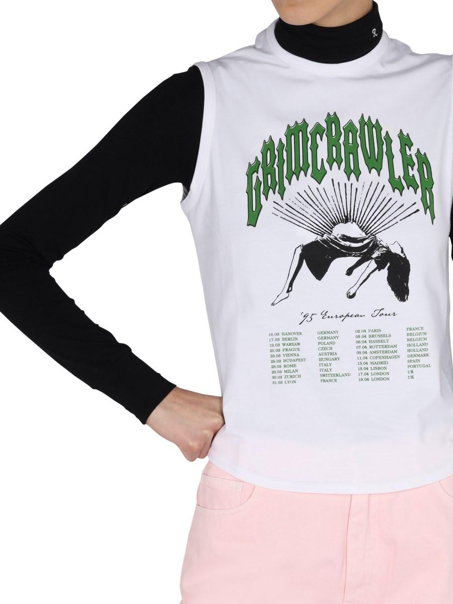 RAF SIMONS TOP IN JERSEY DI COTONE CON STAMPA