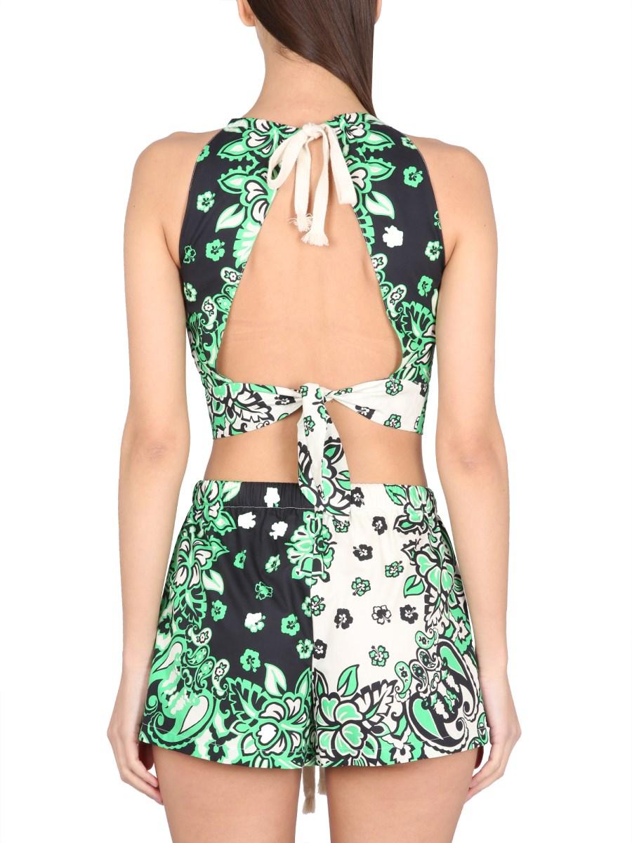 RED VALENTINO TOP BANDANA CARRE' IN COTONE