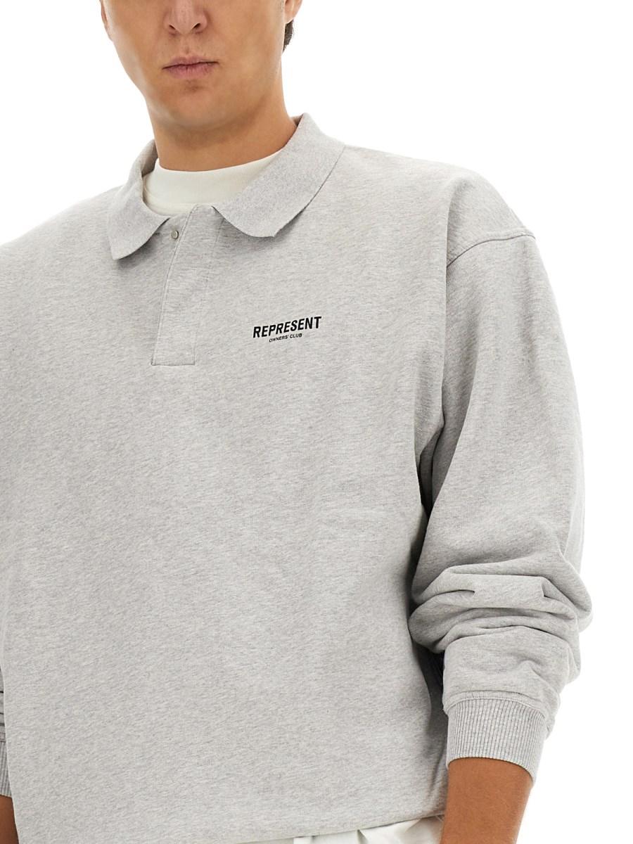 REPRESENT POLO IN FELPA DI COTONE CON LOGO