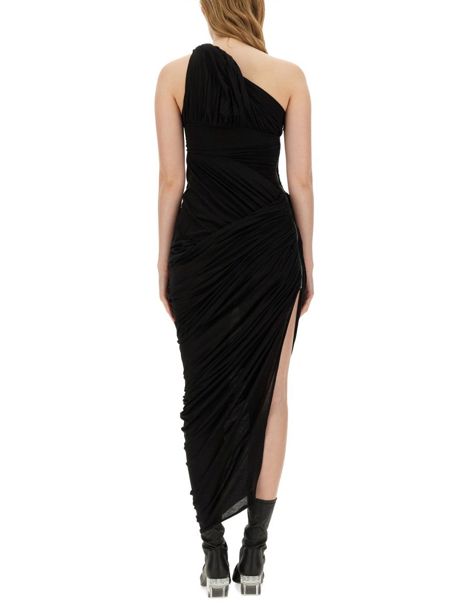 RICK OWENS ABITO IN JERSEY DI COTONE CON SPACCO