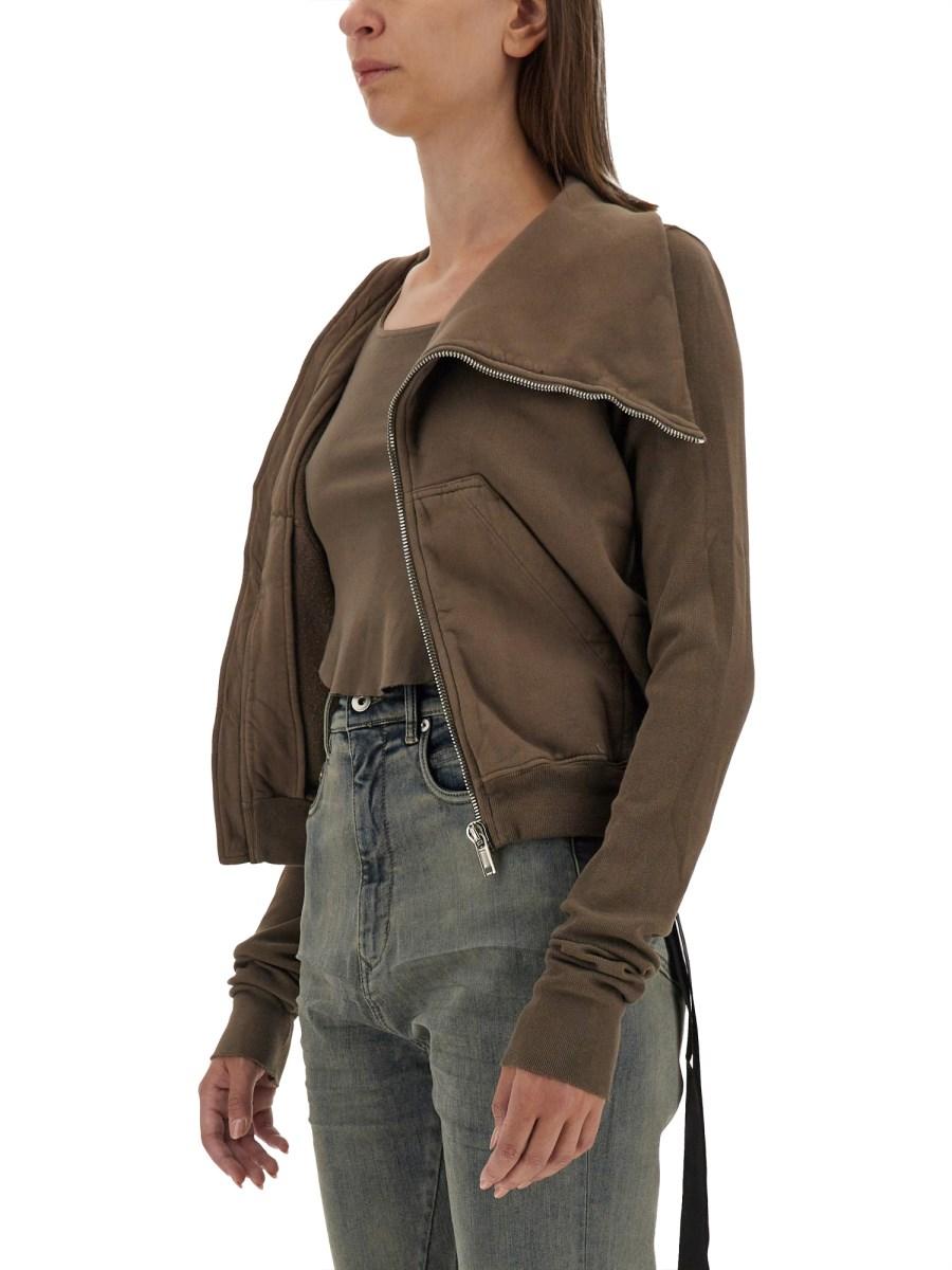 RICK OWENS DRKSHDW FELPA CON ZIP IN COTONE