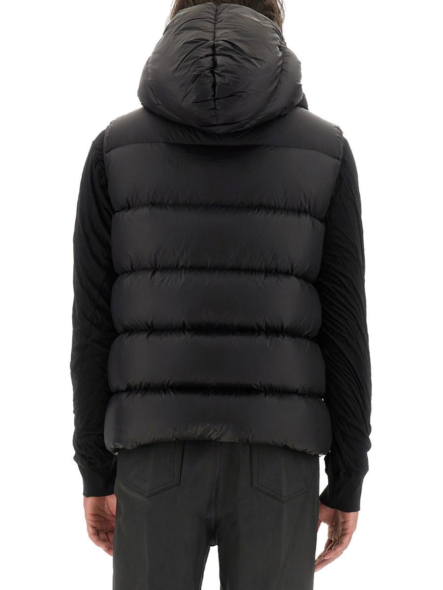 RICK OWENS GILET CON ZIP IN NYLON TRAPUNTATO