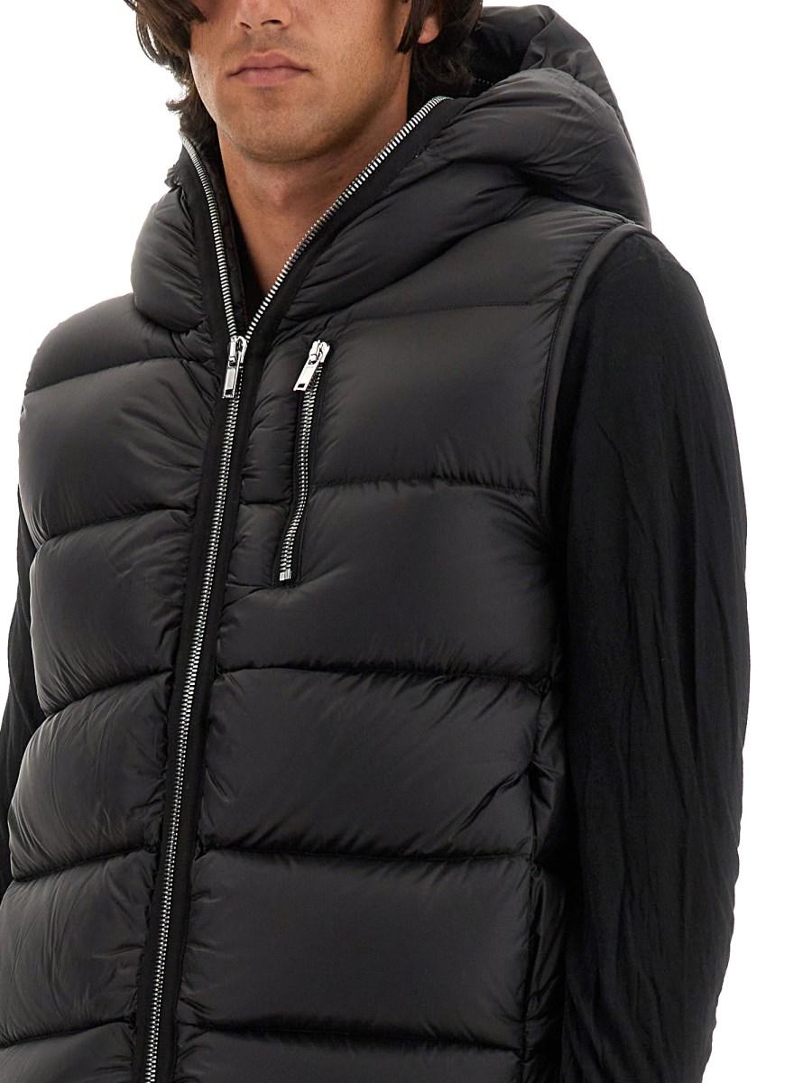 RICK OWENS GILET CON ZIP IN NYLON TRAPUNTATO