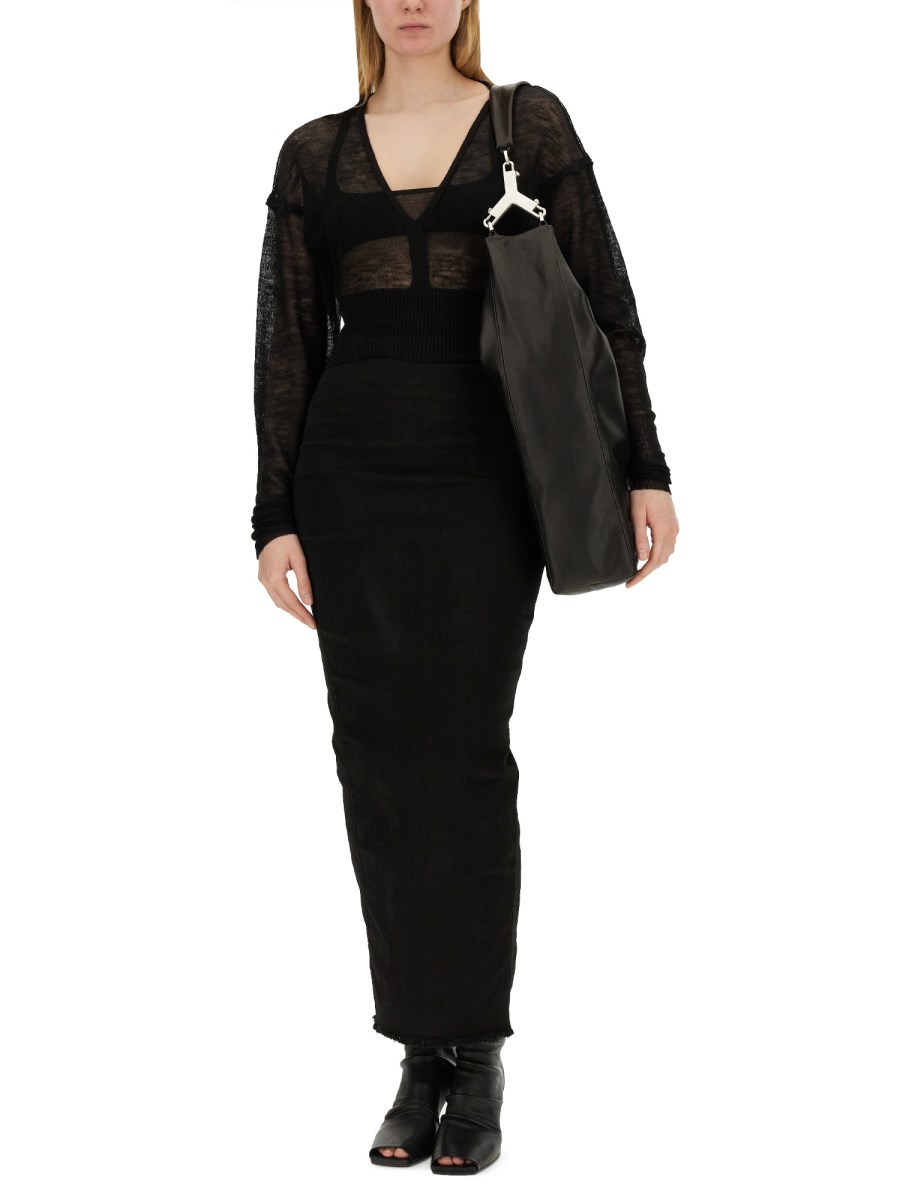 RICK OWENS GONNA MIDI IN DENIM DI COTONE