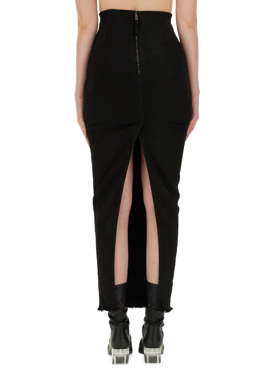 RICK OWENS GONNA MIDI IN DENIM DI COTONE
