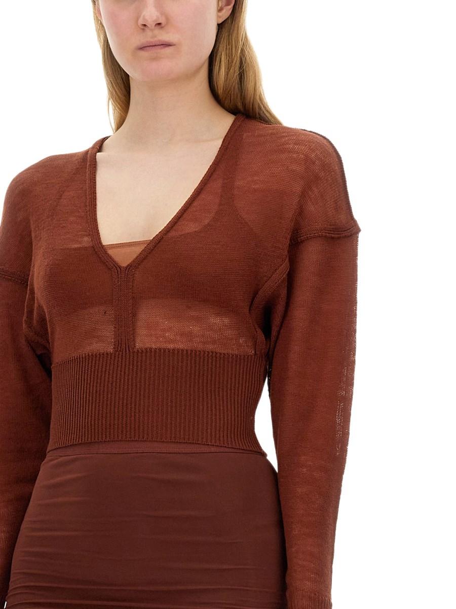RICK OWENS MAGLIA IN LANA CON SCOLLO A V