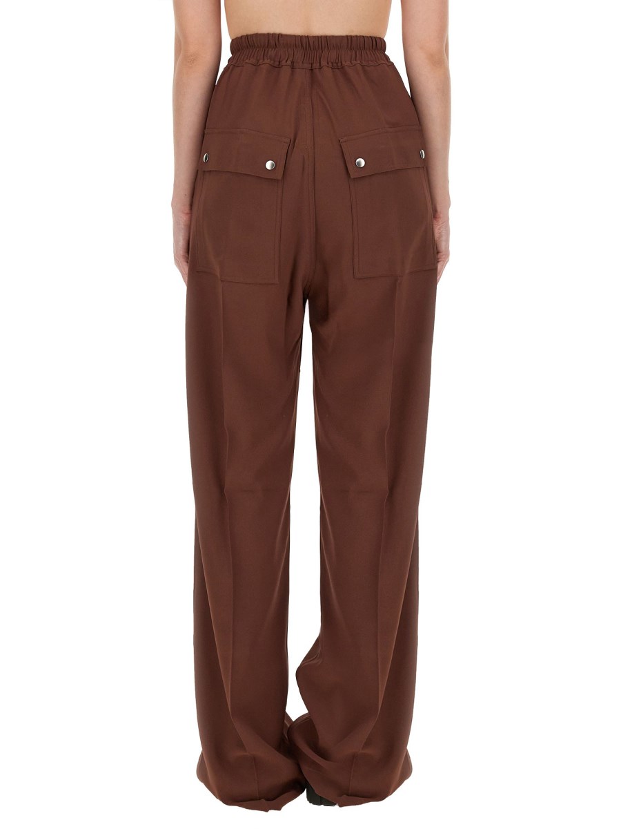 RICK OWENS PANTALONE WIDE LEG IN MISTO VISCOSA