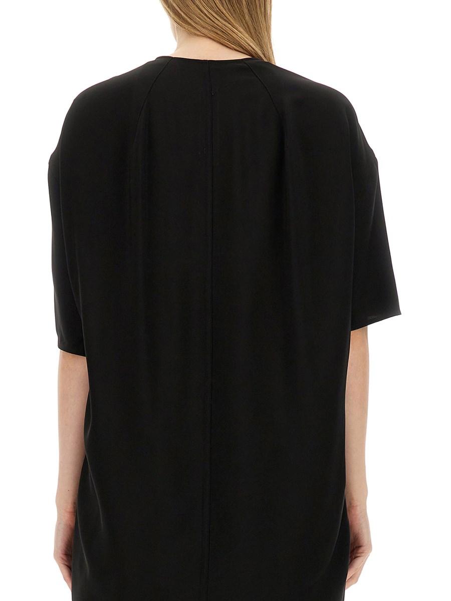 RICK OWENS T-SHIRT CON SCOLLO A V IN VISCOSA