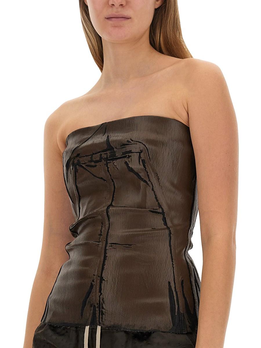 RICK OWENS TOP BUSTIER IN DENIM