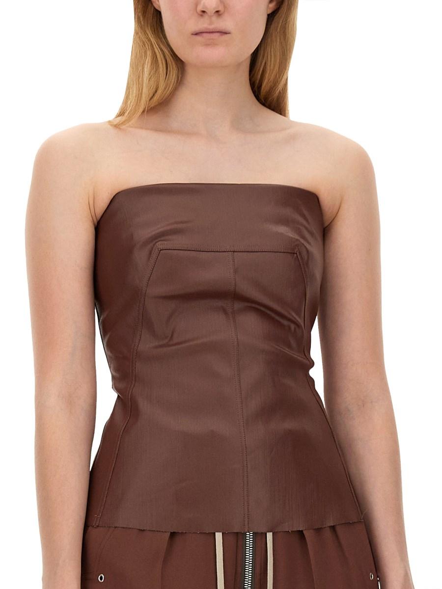 RICK OWENS TOP BUSTIER IN DENIM DI COTONE