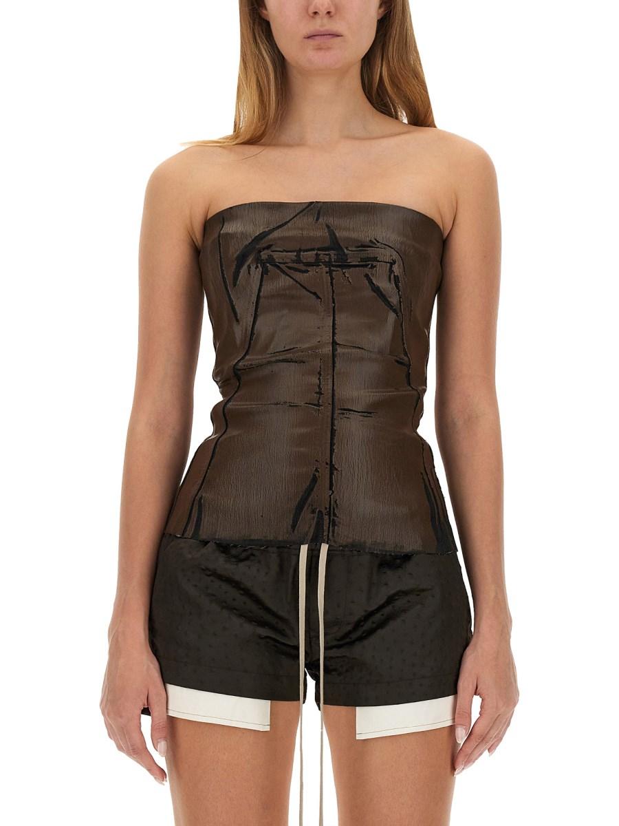 RICK OWENS TOP BUSTIER IN DENIM