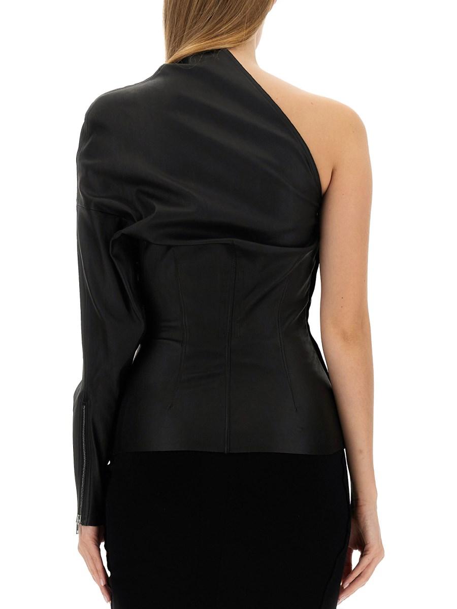 RICK OWENS TOP MONOSPALLA IN PELLE
