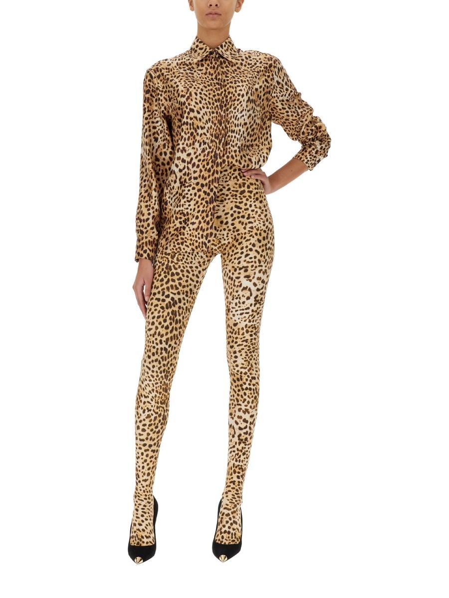 ROBERTO CAVALLI CAMICIA IN SETA CON STAMPA OCELOT