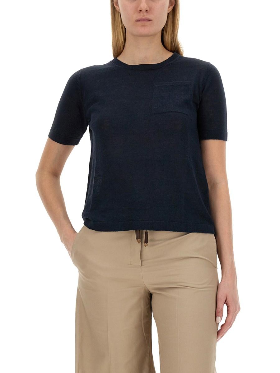 S MAX MARA T-SHIRT NOVARA IN LINO