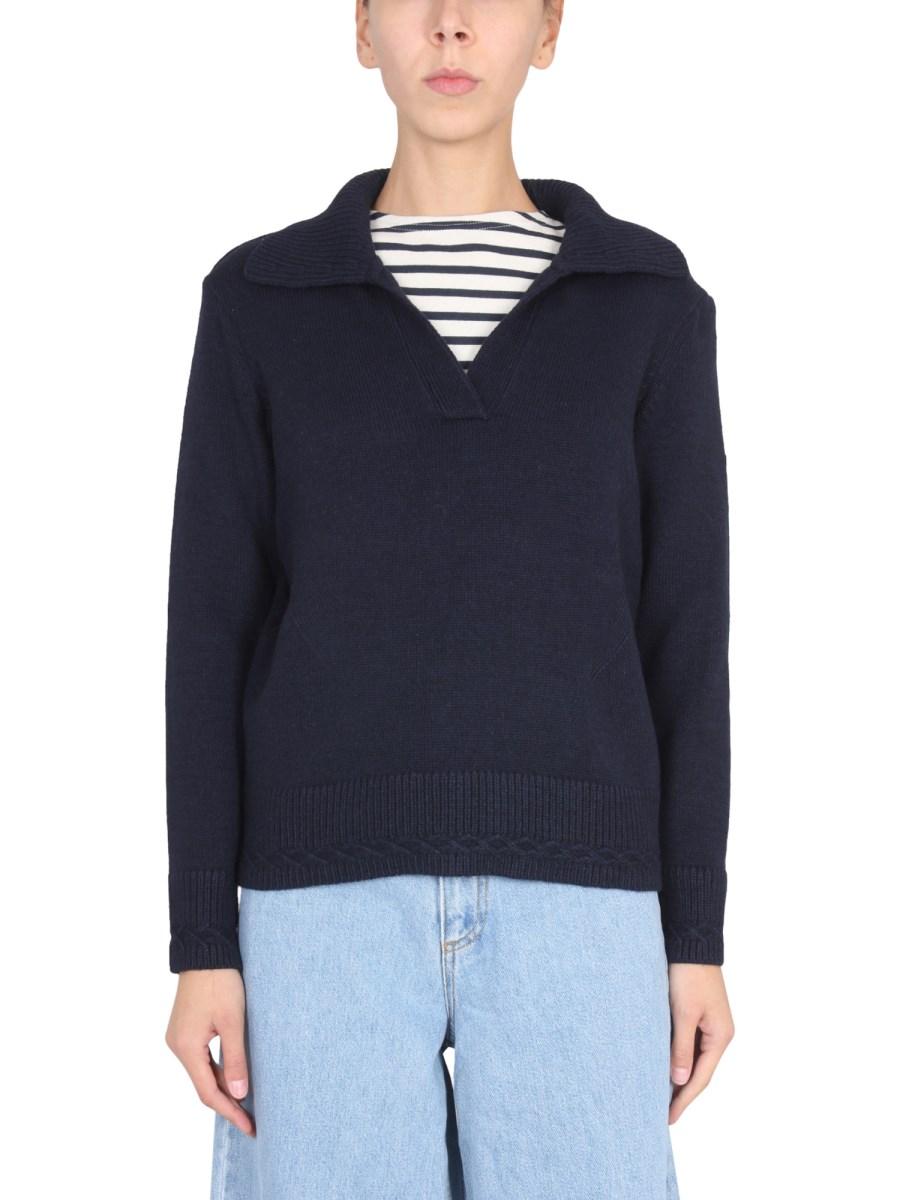 SAINT JAMES MAGLIA IN LANA CON SCOLLO A V