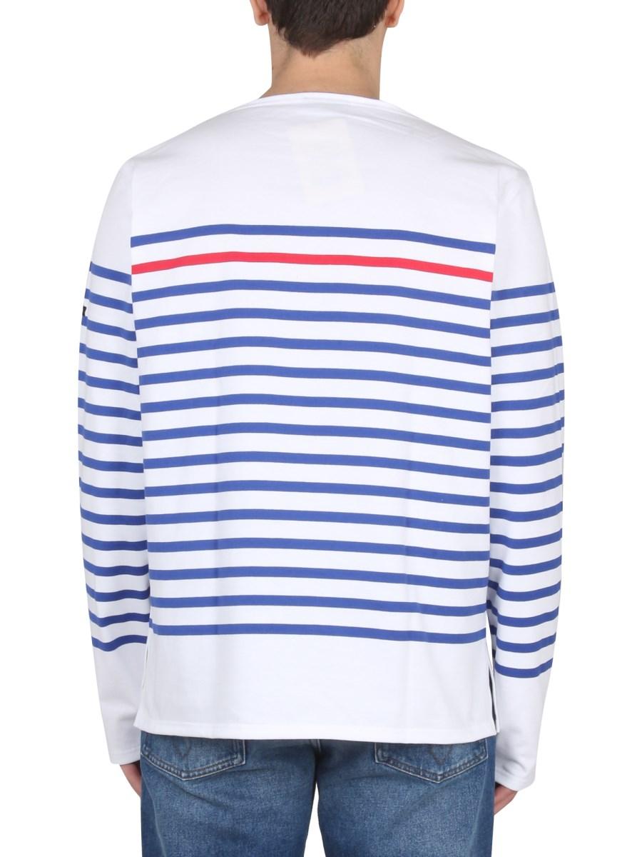 SAINT JAMES T-SHIRT NAVAL RAY ROUGE IN COTONE