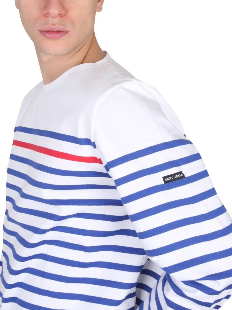 SAINT JAMES T-SHIRT NAVAL RAY ROUGE IN COTONE