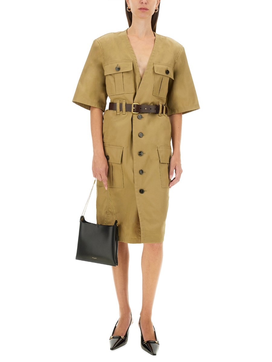 SAINT LAURENT ABITO "SAHARIENNE" IN TWILL DI COTONE
