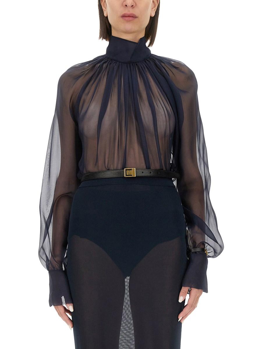 SAINT LAURENT BLUSA DOLCEVITA IN MUSSOLA DI SETA