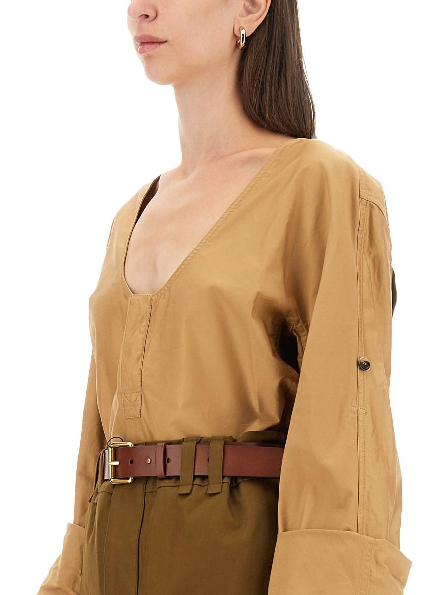SAINT LAURENT BLUSA HENLEY IN TWILL DI COTONE