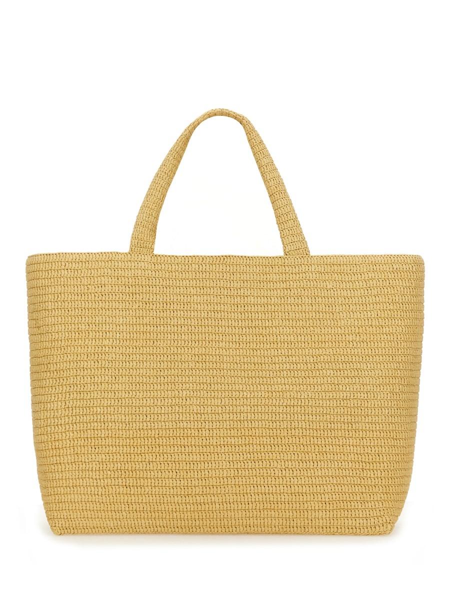 SAINT LAURENT BORSA TOTE CON LOGO IN RAFIA