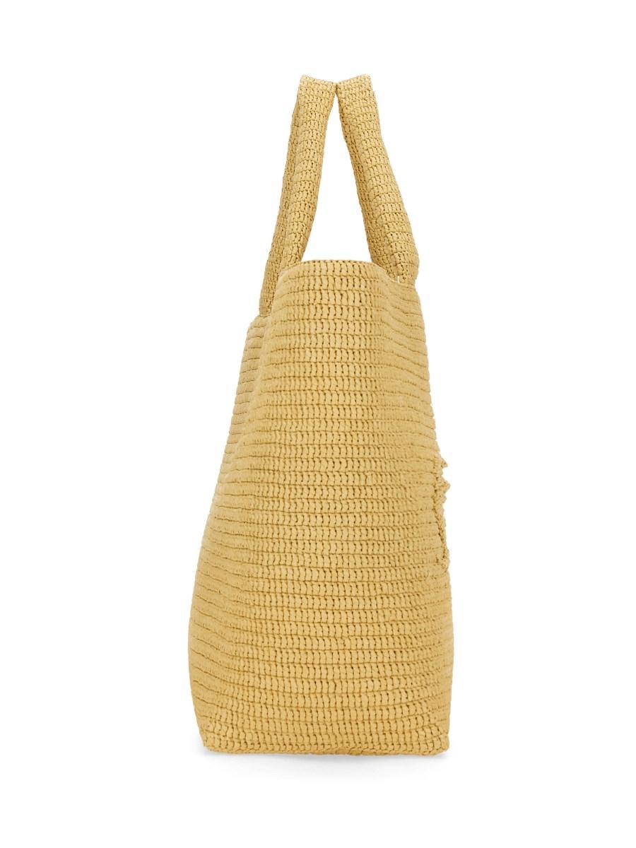SAINT LAURENT BORSA TOTE CON LOGO IN RAFIA