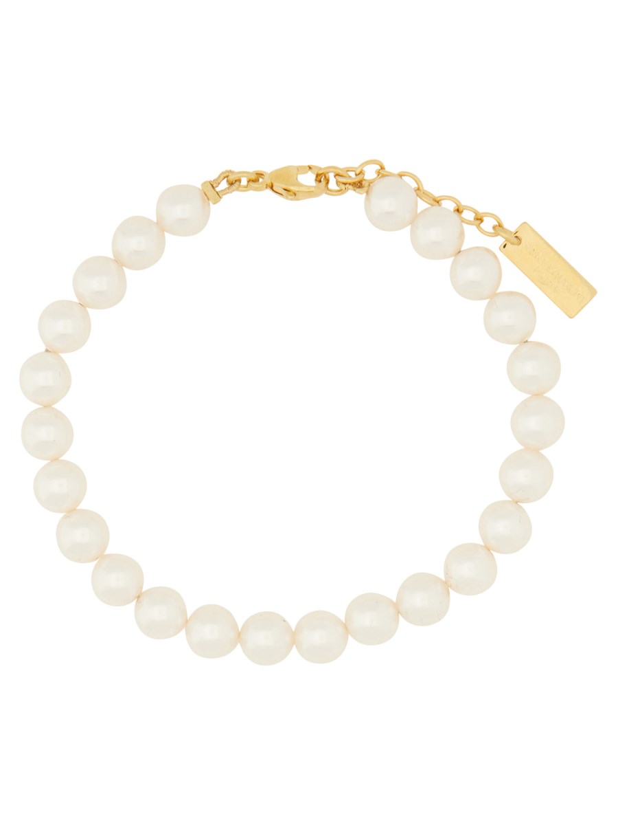 SAINT LAURENT BRACCIALE IN METALLO CON PERLE