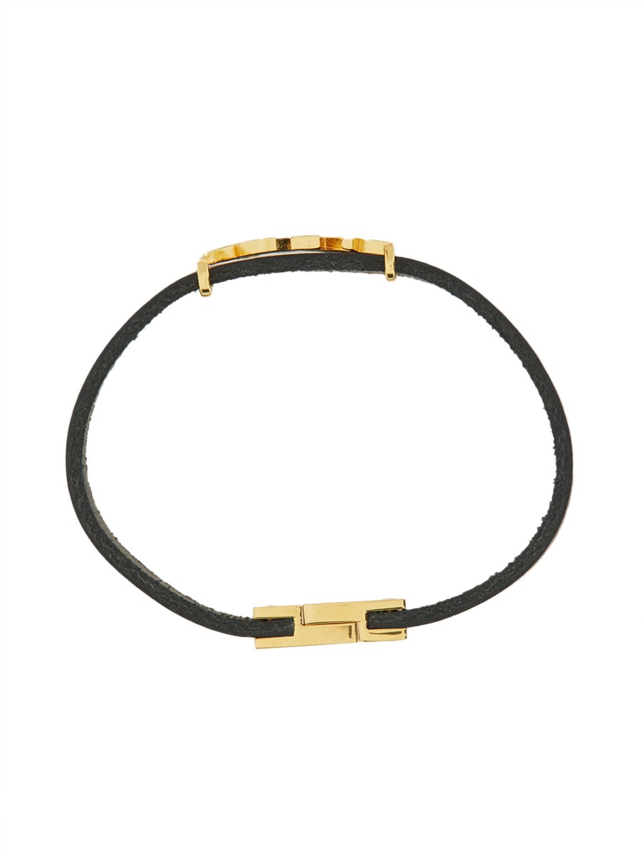 SAINT LAURENT BRACCIALE IN PELLE CON LOGO