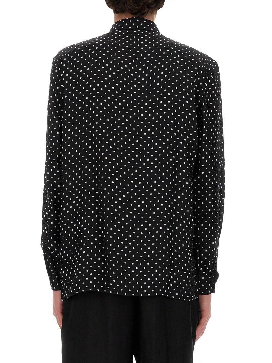 SAINT LAURENT CAMICIA A POIS IN SETA