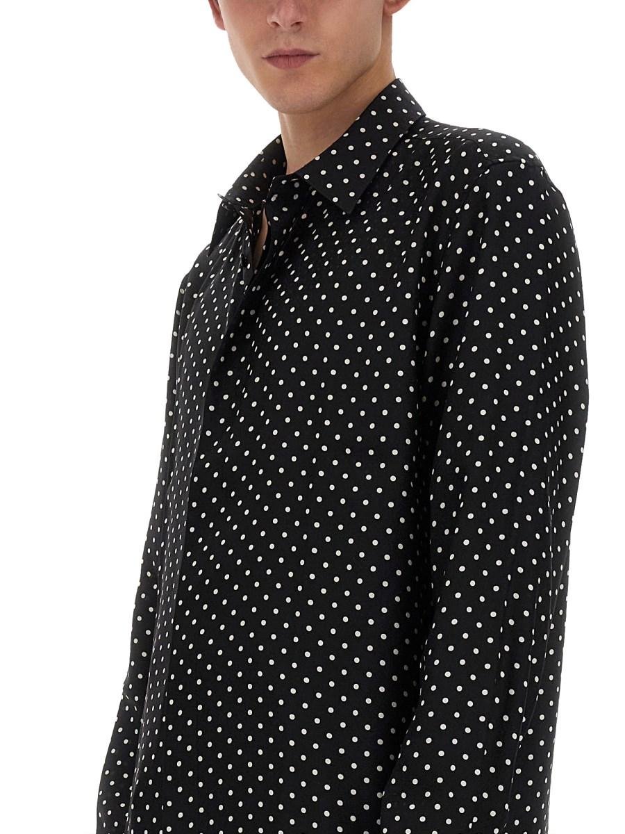 SAINT LAURENT CAMICIA A POIS IN SETA