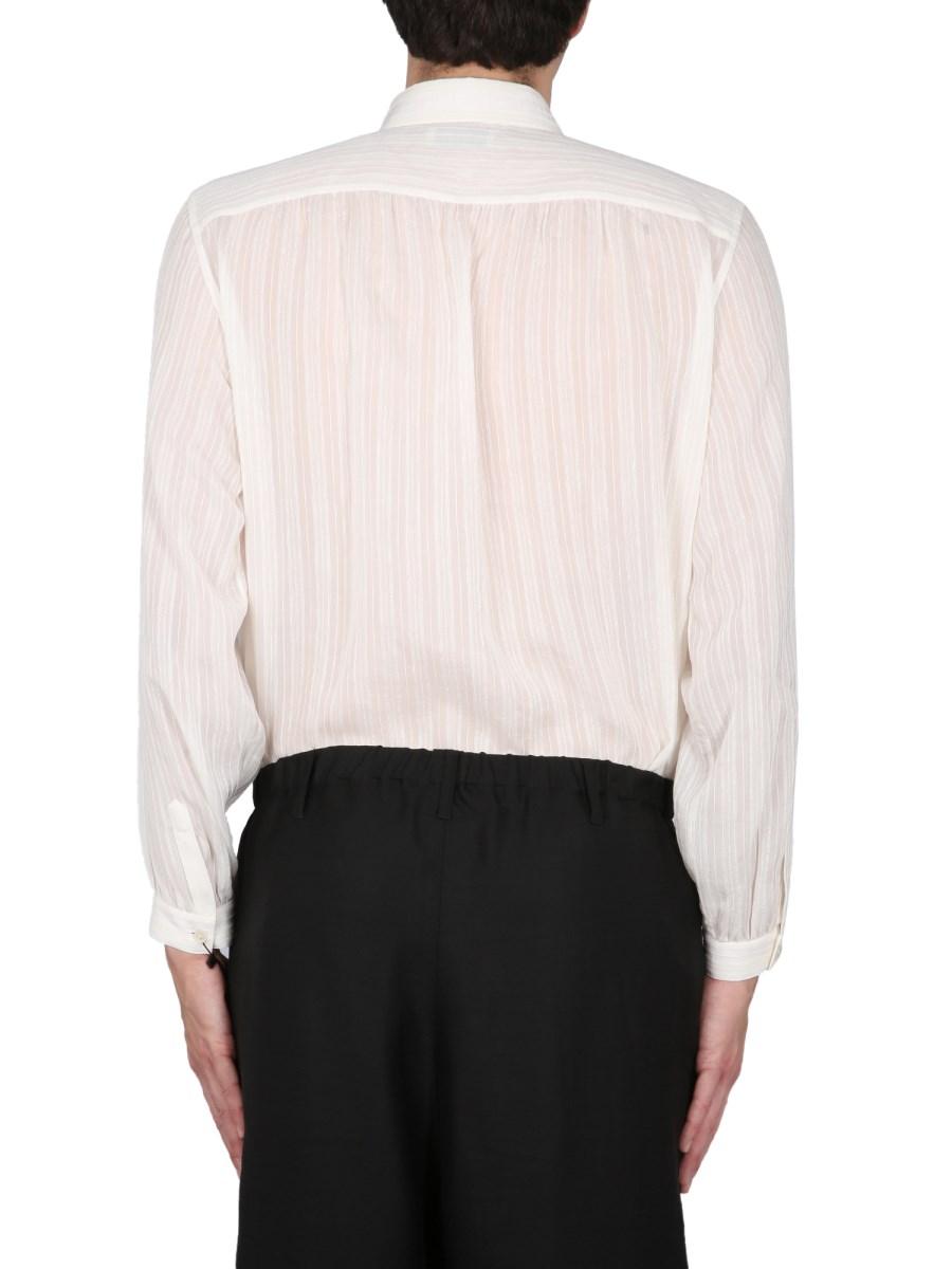 SAINT LAURENT CAMICIA A TUNICA IN CUPRO A RIGHE