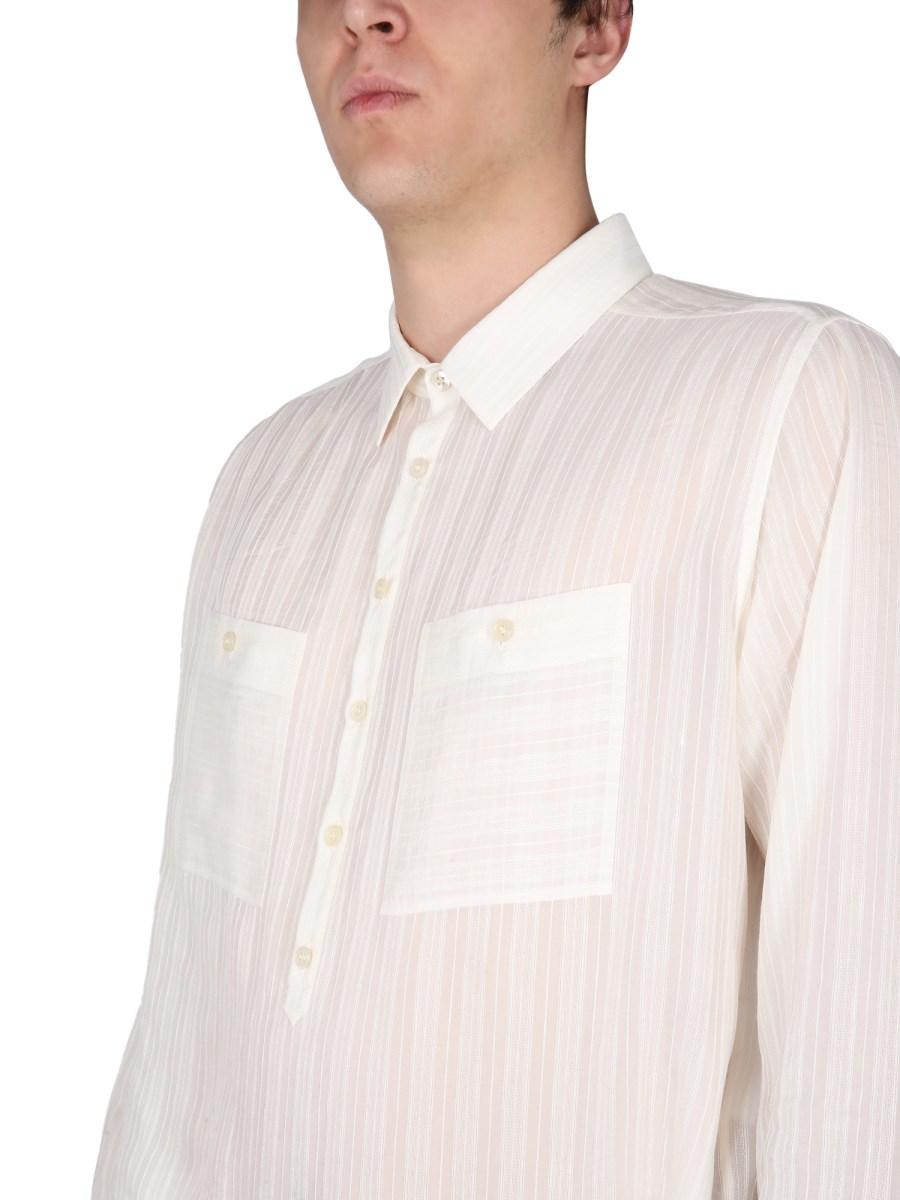 SAINT LAURENT CAMICIA A TUNICA IN CUPRO A RIGHE