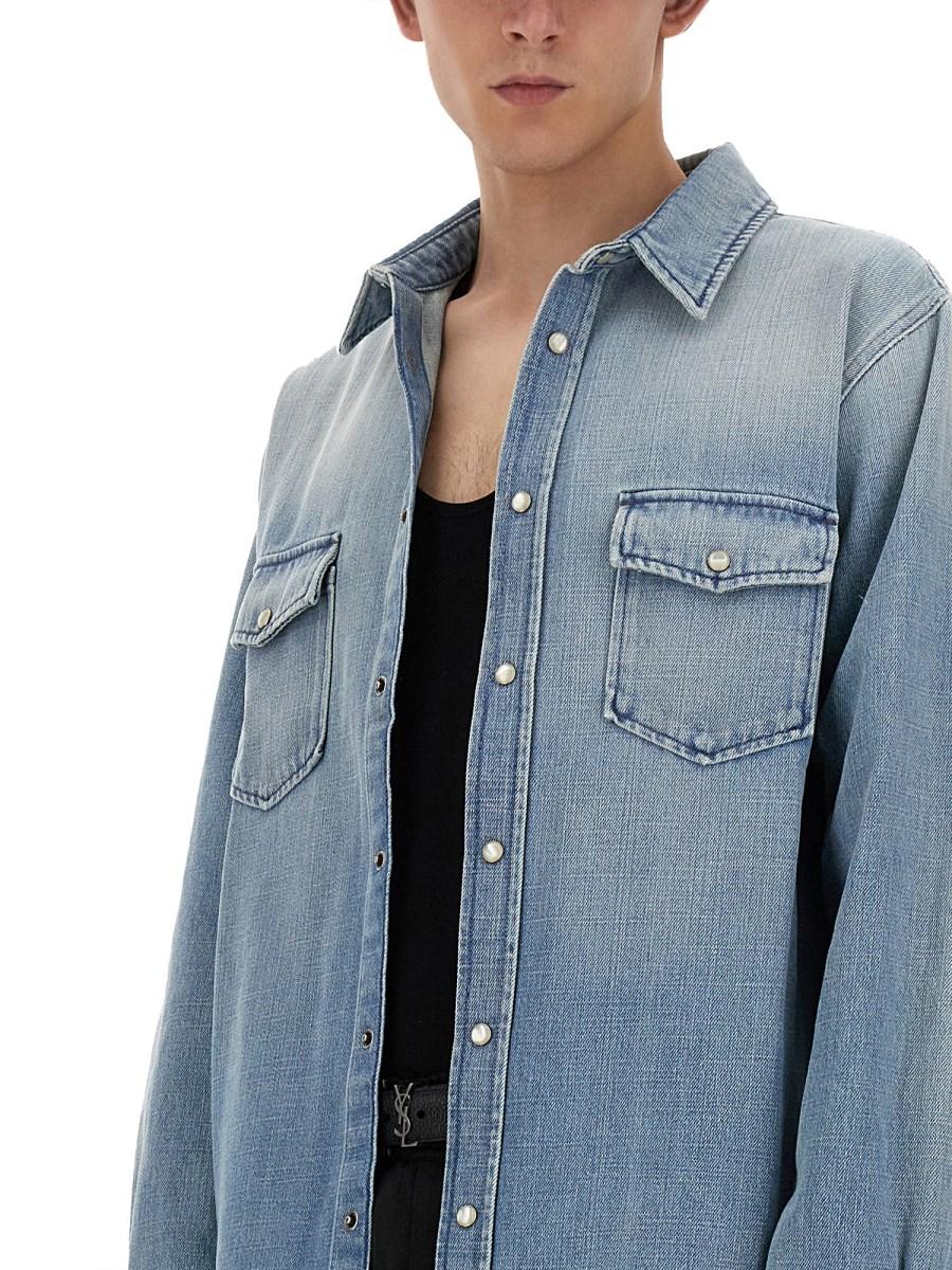 SAINT LAURENT CAMICIA OVERSIZE IN DENIM GIAPPONESE