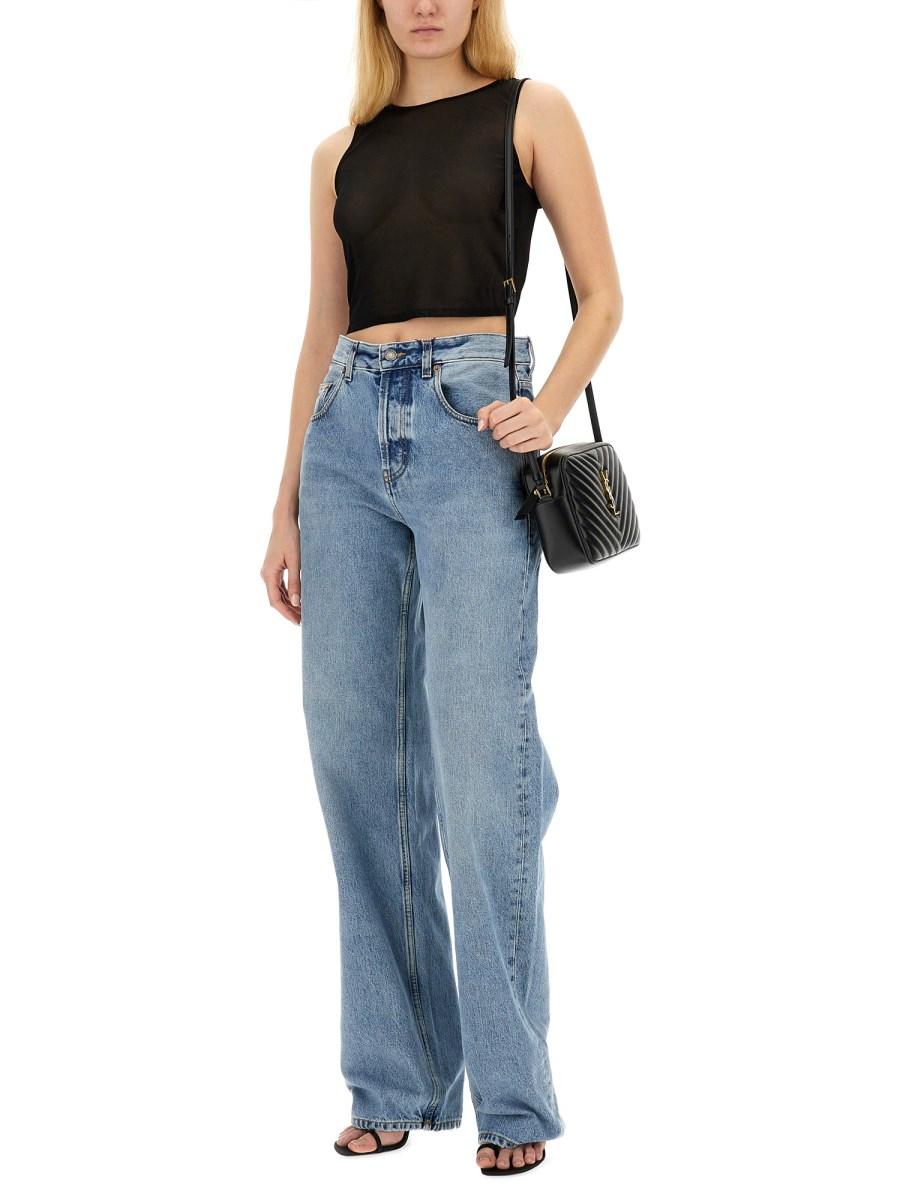 SAINT LAURENT CANOTTIERA CORTA IN MAGLIA