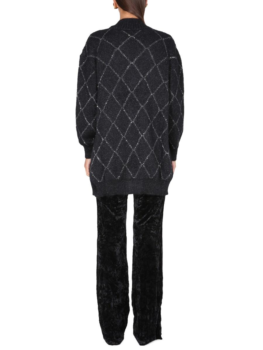 SAINT LAURENT CARDIGAN LUNGO LAME' IN MISTO MOHAIR