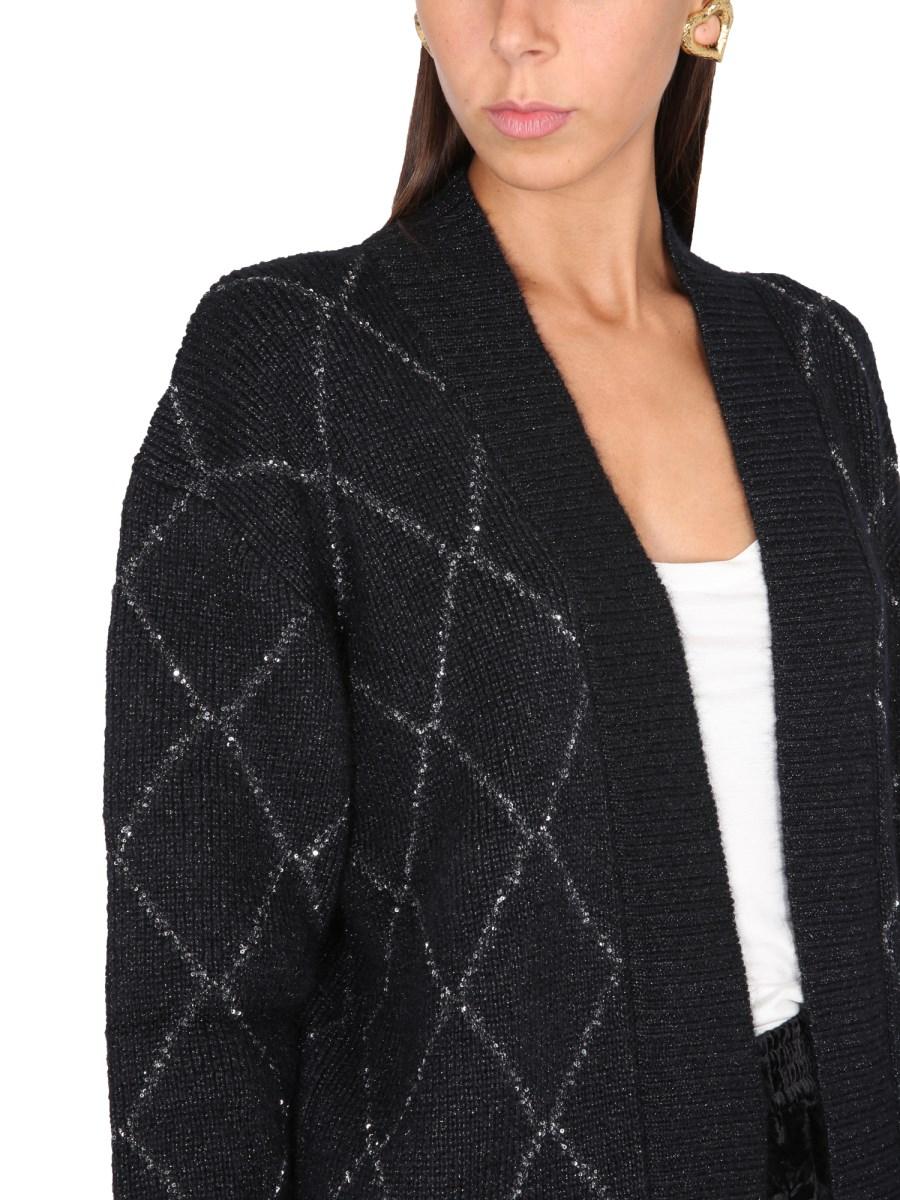 SAINT LAURENT CARDIGAN LUNGO LAME' IN MISTO MOHAIR