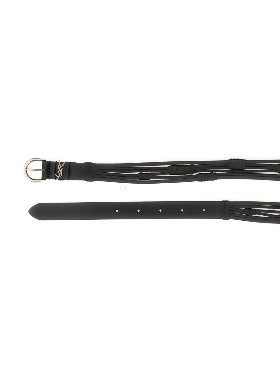 SAINT LAURENT CINTURA CROISSANT DE LUNE IN PELLE