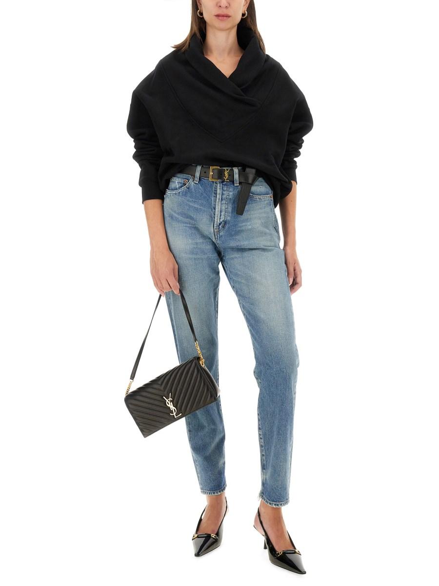 SAINT LAURENT FELPA CON SCOLLO A V