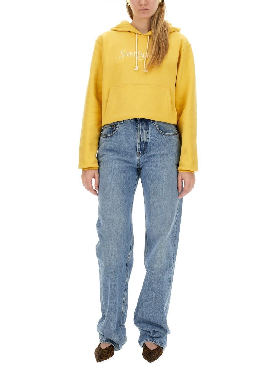 SAINT LAURENT FELPA OVERSIZE IN COTONE CON LOGO