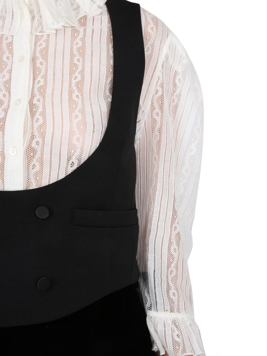 SAINT LAURENT GILET SMOKING IN GRAIN DE POUDRE