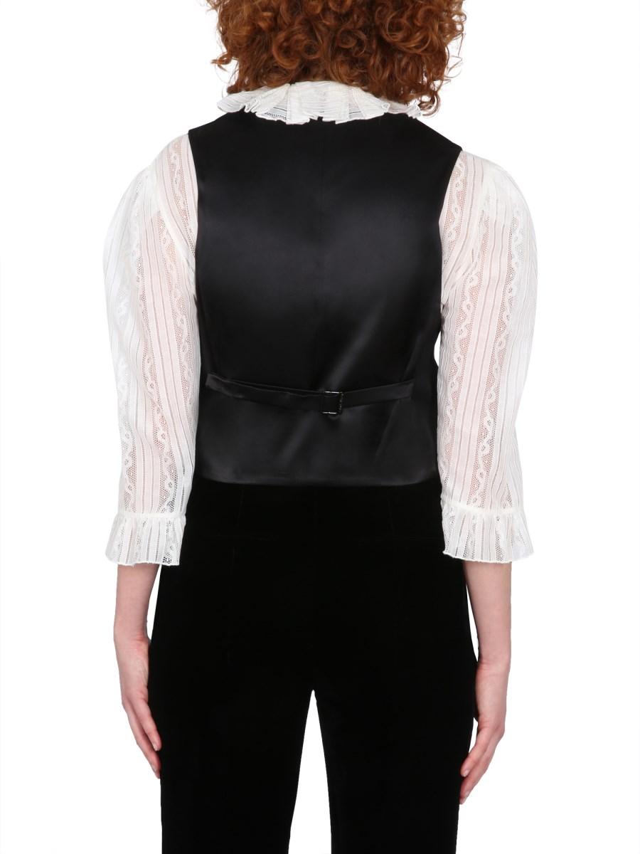 SAINT LAURENT GILET SMOKING IN GRAIN DE POUDRE