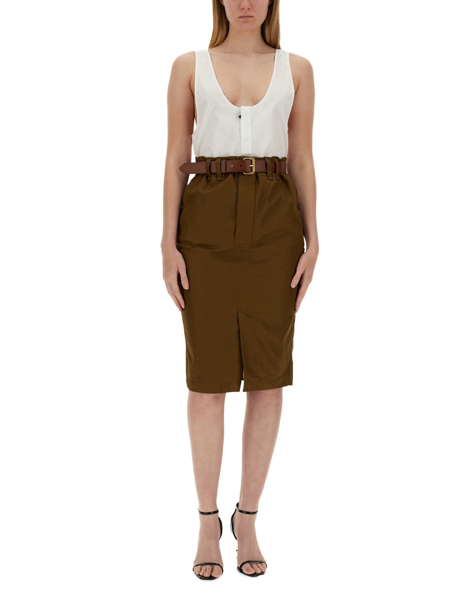 SAINT LAURENT GONNA A MATITA IN TWILL DI COTONE