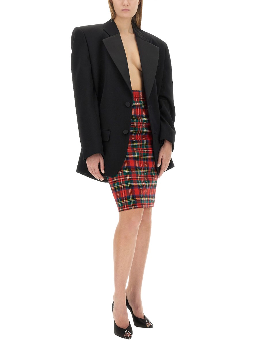 SAINT LAURENT GONNA IN LANA A MATITA IN TARTAN