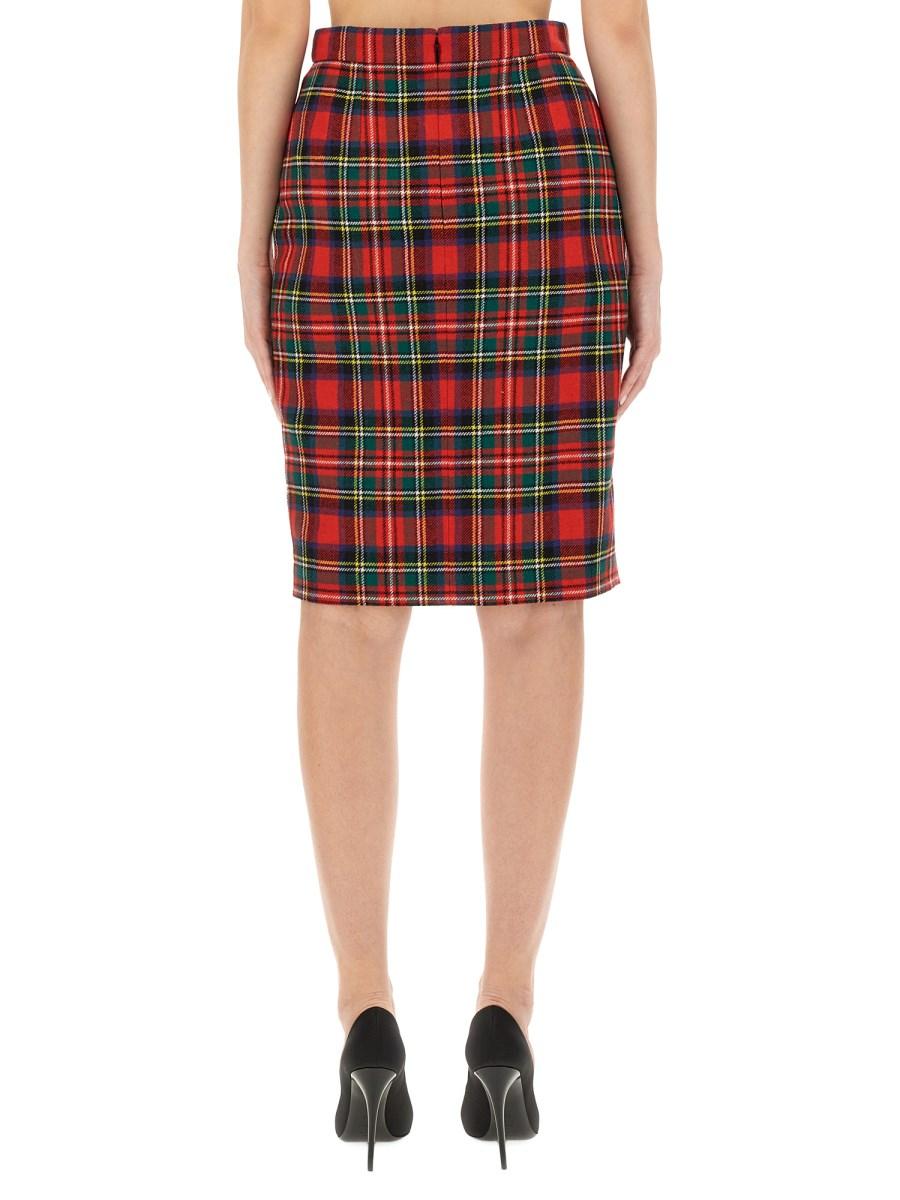 SAINT LAURENT GONNA IN LANA A MATITA IN TARTAN
